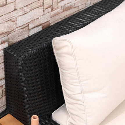 4-Piece Black Polyrattan Outdoor Lounge Set with Cushions