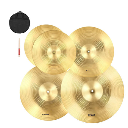 4-Piece Drum Cymbal Set 14–20 in, Bag and Sticks