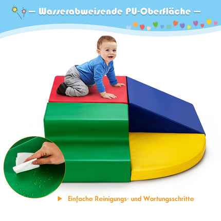 4-Piece Foam Climbing Blocks Set, PU Cover, Indoor Play