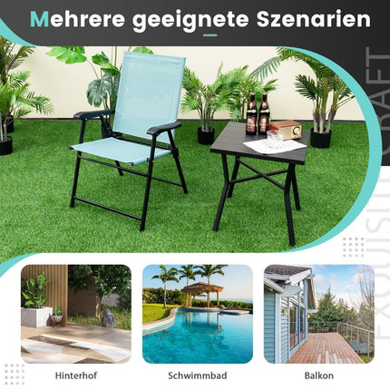 4-Piece Folding Garden Chairs with Armrests, Mint Green