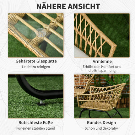 Rattan garden furniture - 4-piece with cushions
