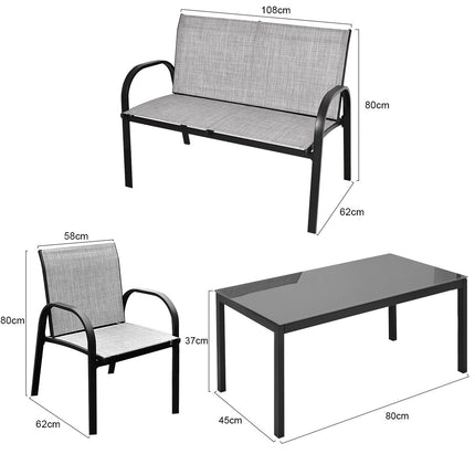 4-Piece Outdoor Furniture Set, Breathable Fabric, Grey