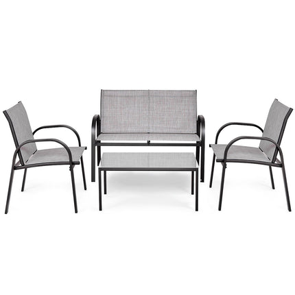4-Piece Outdoor Furniture Set, Breathable Fabric, Grey
