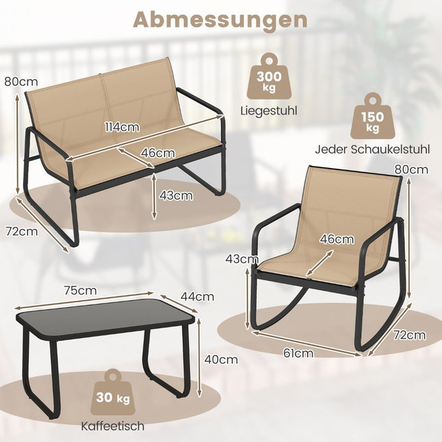 4-Piece Outdoor Furniture Set with Gentle Rocking Motion