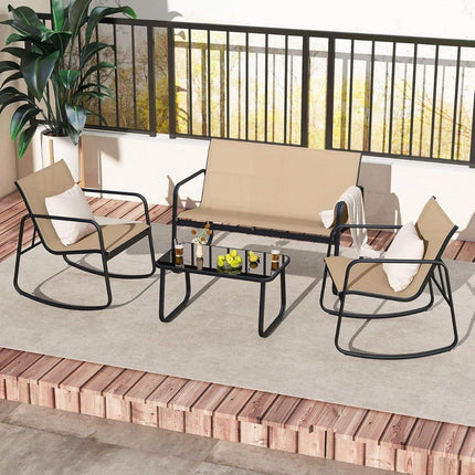 4-Piece Outdoor Furniture Set with Gentle Rocking Motion