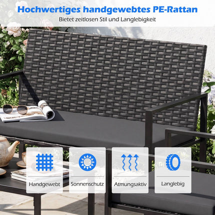 4-Piece Outdoor Rattan Furniture Set with Cushions