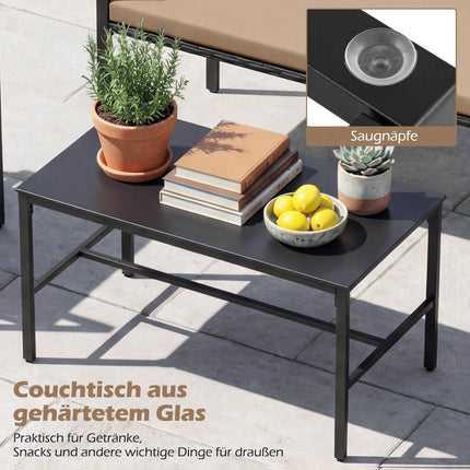4-Piece Outdoor Rattan Furniture Set with Glass Table