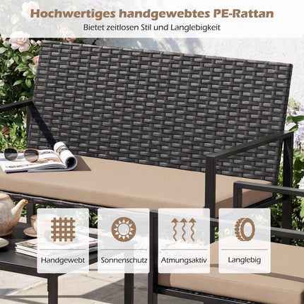 4-Piece Outdoor Rattan Furniture Set with Glass Table