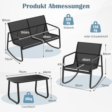 4-Piece Patio Furniture Set with Rocking Chairs