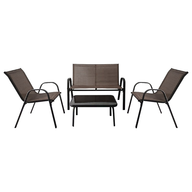 4-Piece Patio Set with Metal Frame & Glass Table