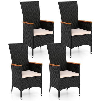4-Piece Rattan Garden Chairs Set with Cushions, Beige