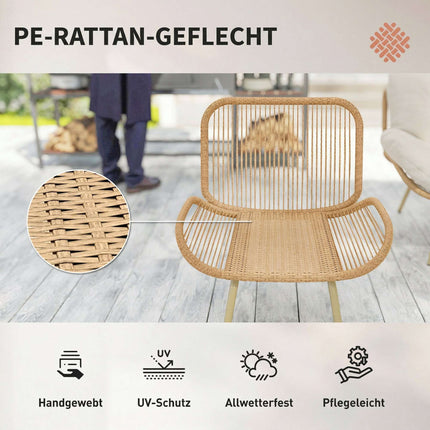 4-Piece Rattan Garden Furniture Set with Cushions