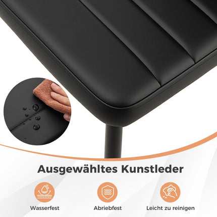 4-Piece Set Dining Chairs, Faux Leather, Armless, Black