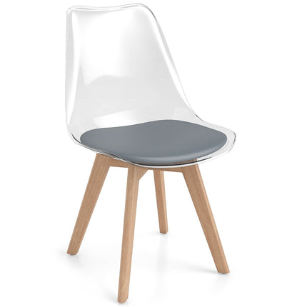 4-Piece Set Transparent Dining Chairs with Wood Legs
