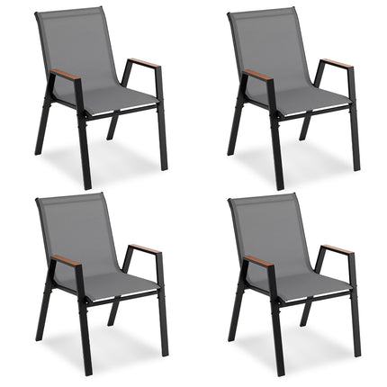 4-Piece Stackable Garden Chairs, Breathable Teslin Fabric