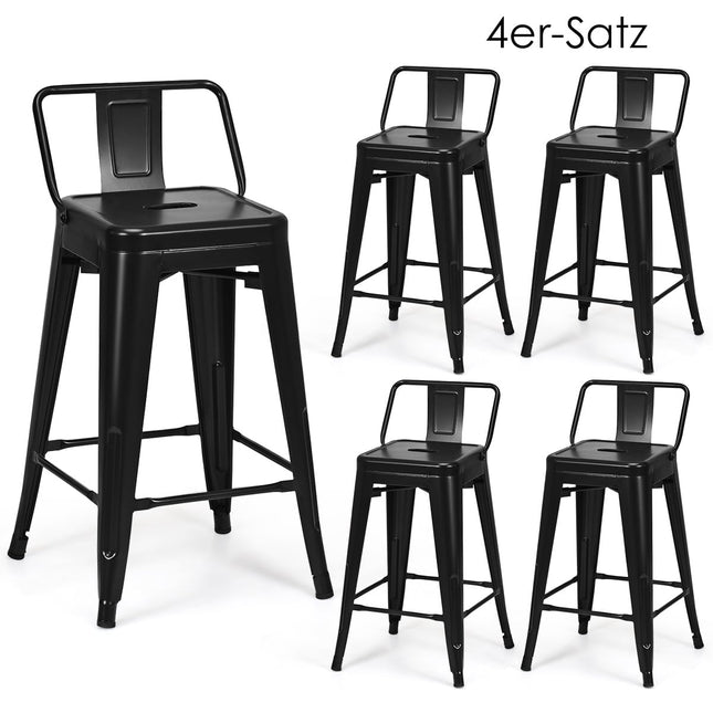 4-Piece Stackable Metal Bar Stools, 62 cm Seat Height