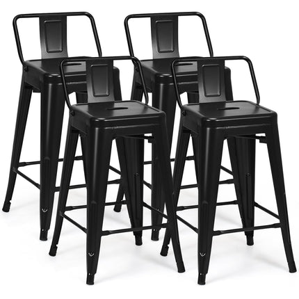 4-Piece Stackable Metal Bar Stools, 62 cm Seat Height