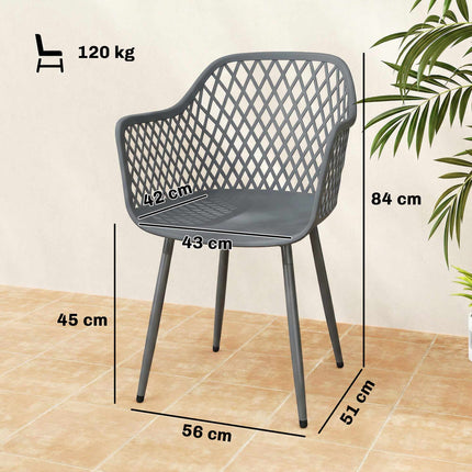 4-Piece UV-Resistant Dark Grey Plastic Garden Chairs Set