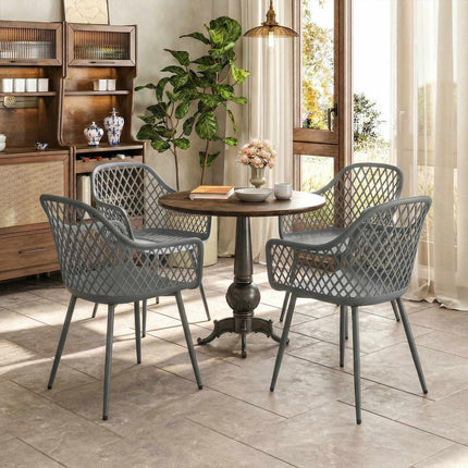 4-Piece UV-Resistant Dark Grey Plastic Garden Chairs Set