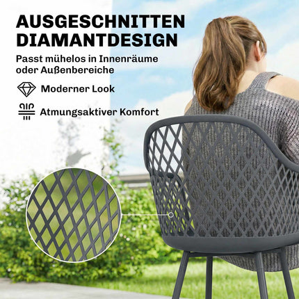 4-Piece UV-Resistant Dark Grey Plastic Garden Chairs Set