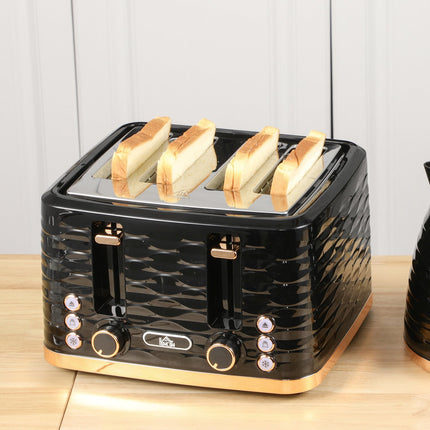 4-Slice Toaster, Wave Design, Multi-Function, Black