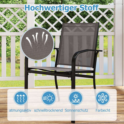 4 Stackable Outdoor Dining Chairs, Breathable Fabric, Gray