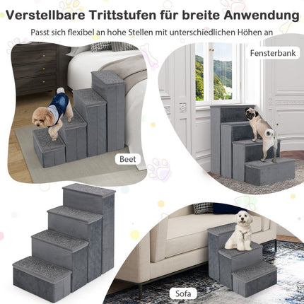 4-Step Dog Stairs Non-Slip Foldable Dog Ramp Portable Pet Climbing Ladder