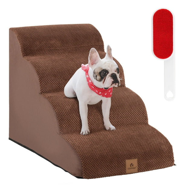 4-Step Foam Dog Ramp, Non-Slip, 72x41x51 cm, Brown