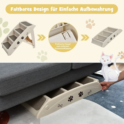 4-Step Foldable Pet Ladder, Non-Slip, 62.5 x 38 x 49 cm