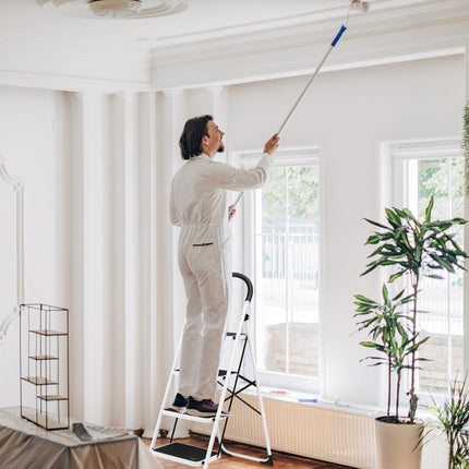 4-Step Folding Step Ladder, Steel, Handrail, 330 lb