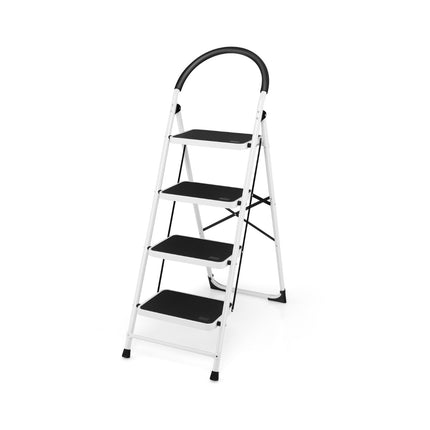 4-Step Folding Step Ladder, Steel, Handrail, 330 lb