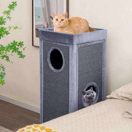 4-Story Cat Condo with Scratching Posts, Light Grey