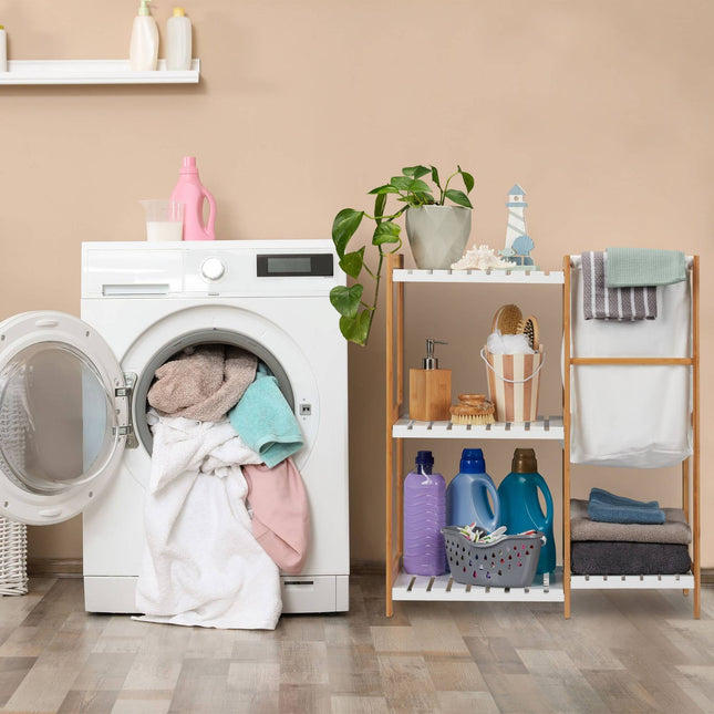 4-laags badkamerplank en wasmand