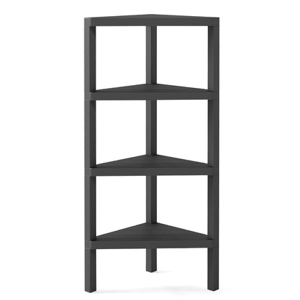 4-Tier Corner Bookshelf with Open Slatted Shelves, Black