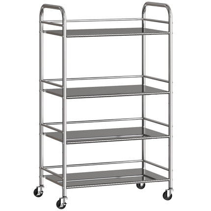 4-Tier Kitchen Cart, Adjustable Shelves, Stainless Steel