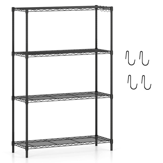 4-Tier Metal Storage Rack with Adjustable Shelves, 91x35x138.5 cm