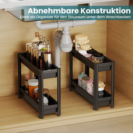 4-Tier Narrow Rolling Kitchen Cart with Handles, Black
