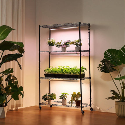 4-Tier Plant Stand with Full-Spectrum Grow Lights, Wheels