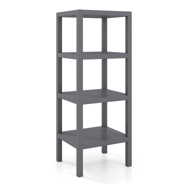 4-Tier Plastic Storage Shelf, Grey, 38x32.5x99 cm