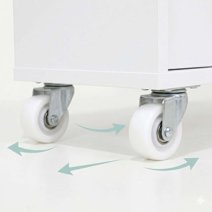 4-Tier Slim Trolley with Handle – Natural White
