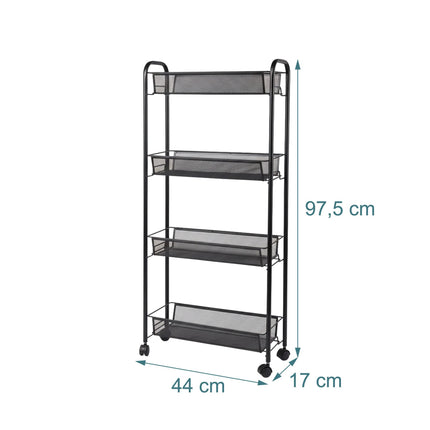 4-Tier Storage Trolley Cart, 360 Swivel Casters