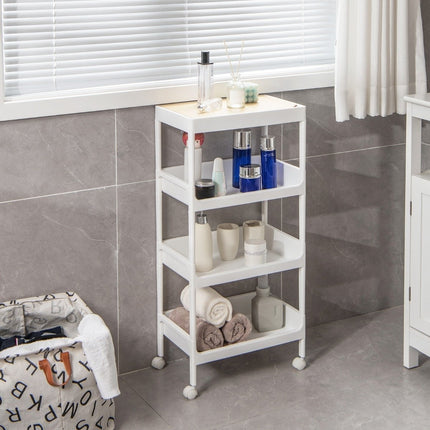 4 Tier Utility Rolling Storage Cart with Removable Tray