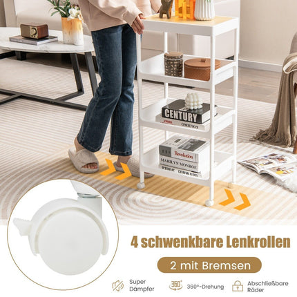 4 Tier Utility Rolling Storage Cart with Removable Tray