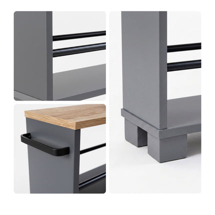 4-Tier Wood-Effect Trolley, Natural Gray, 80x13x50 cm