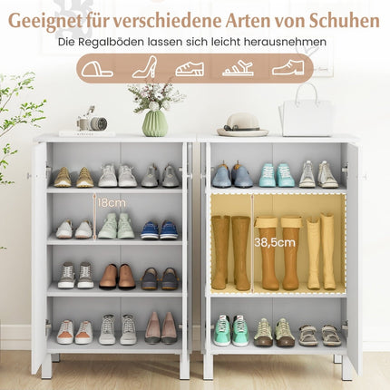 4-Tier Wooden Shoe Cabinet with Removable Shelves
