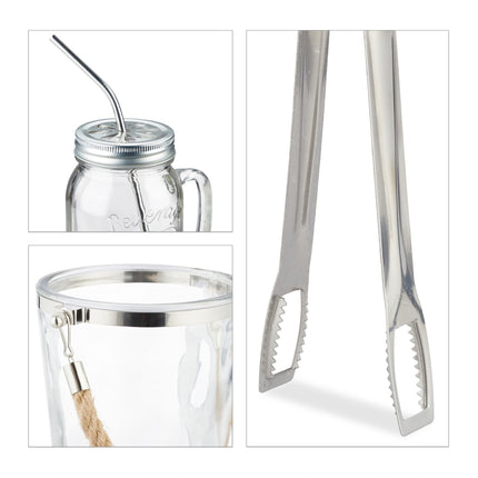4 glasses with lids and straws incl. ice bucket