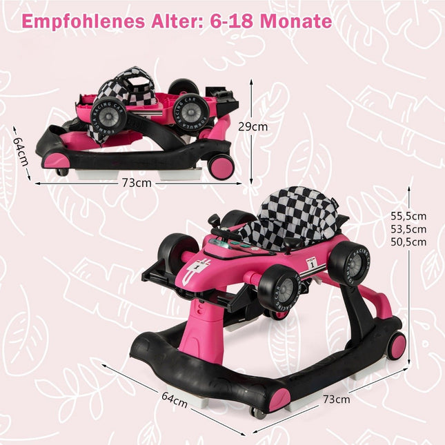 4-in-1 Adjustable Baby Walker with Music and Lights