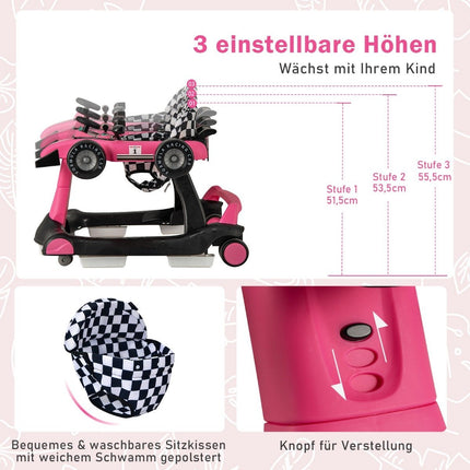4-in-1 Adjustable Baby Walker with Music and Lights