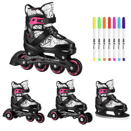4-in-1 Adjustable Skates Set, Pink, Size M (35-38)