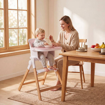 4-in-1 Baby High Chair, Foldable & Adjustable, Pink